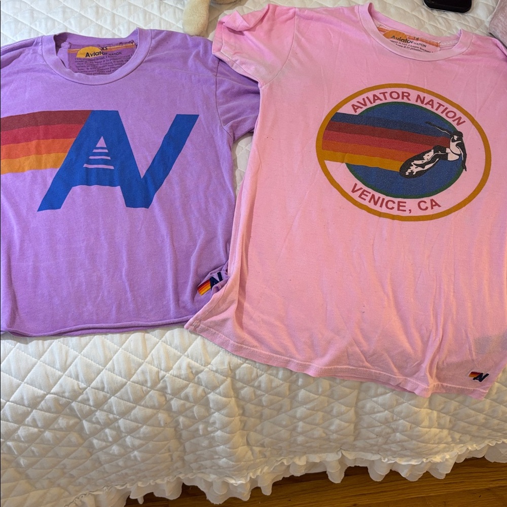 Aviator Nation Pink and Purple Graphic Tees